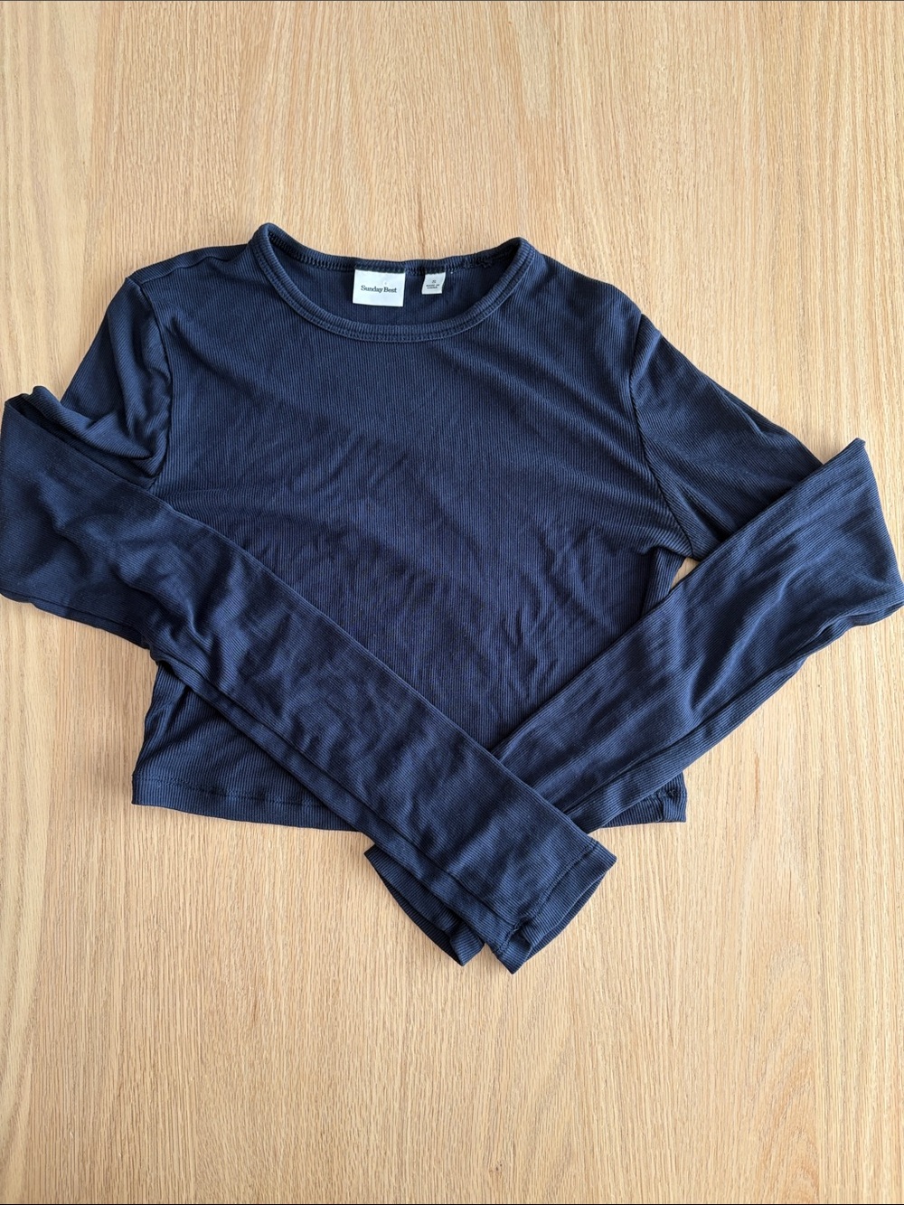 Sunday Best Navy Long Sleeve Ribbed Crew Top